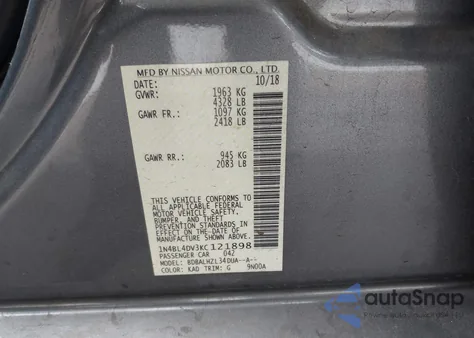 2019 Nissan Altima 2.5 Sv from USA, damaged, VIN 1N4BL4DV3KC121898